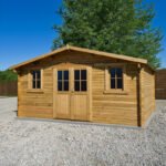 Abri en bois massif 19,8m² PLUS 28mm traité teinté marron Gardy Shelter