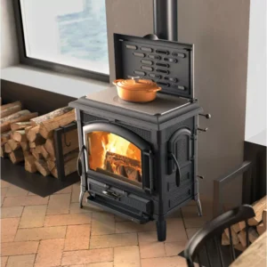 Poêle à bois avec chauffe plat Isotta con cerchi.16 - 11,9 Kw - Prix Usine